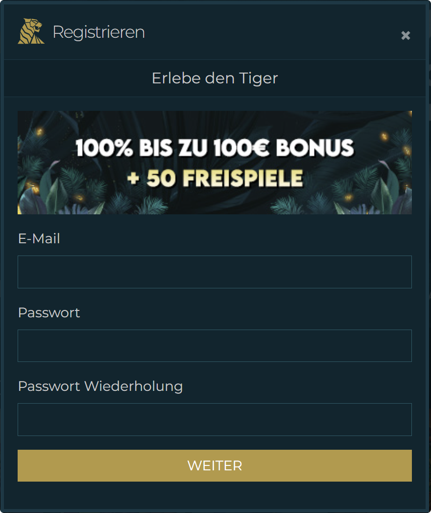 tigerspin registrieren
